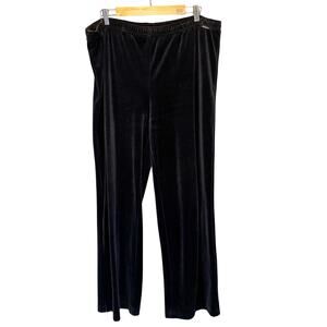 Vintage St. John Sport Black Velvet Pull-On Wide Leg Pant - size XL